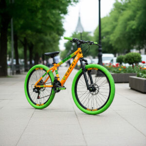 Bicicleta Aro 26 Colli Grau 21V Freio A Disco E Suspensão – Laranja Neon