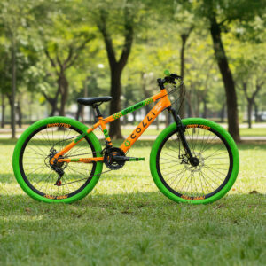 Bicicleta Aro 26 Colli Grau 21V Freio A Disco E Suspensão – Laranja Neon