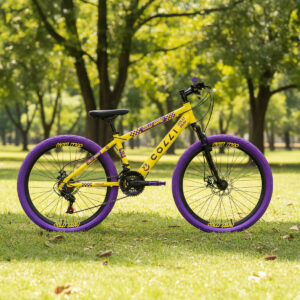 Bicicleta Aro 26 Colli Grau 21V Freio A Disco E Suspensão – Amarelo Fosco