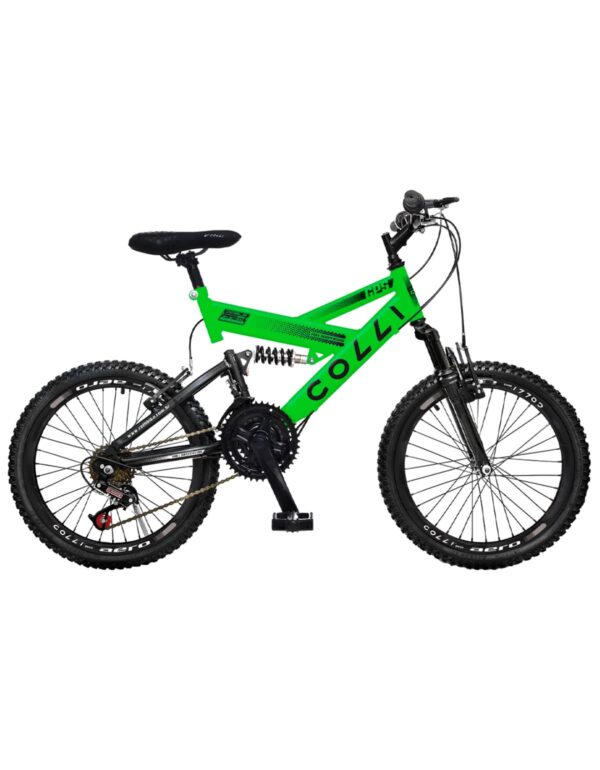 Bicicleta Aro 20 Colli Gps 21 Marchas Dupla Suspensão – Verde Neon