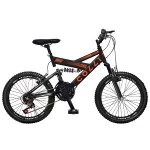 Bicicleta Aro 20 Colli Gps 21 Marchas Dupla Suspensão – Preto Fosco/Laranja Neon