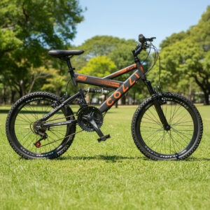 Bicicleta Aro 20 Colli Gps 21 Marchas Dupla Suspensão – Preto Fosco/Laranja Neon