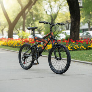 Bicicleta Aro 20 Colli Gps 21 Marchas Dupla Suspensão – Preto Fosco/Laranja Neon