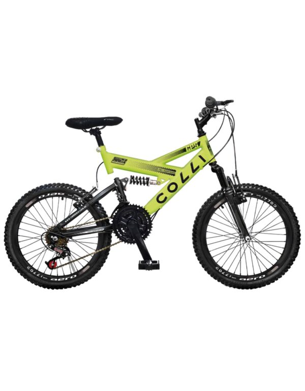 Bicicleta Aro 20 Colli Gps 21 Marchas Dupla Suspensão – Amarelo Neon