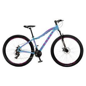 Bicicleta Aro 29 Colli Eudora Alumínio 21v Freio A Disco – Azul Champanhe/Rosa Neon