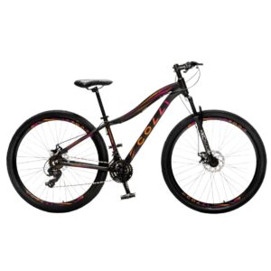 Bicicleta Aro 29 Colli Eudora Alumínio 21v Freio A Disco – Preto Pink e Laranja