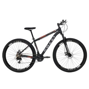 Bicicleta Aro 29 Colli Toronto Shimano 21v Freio A Disco – Preto Fosco e Laranja Neon