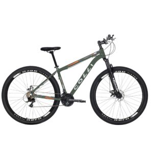 Bicicleta Aro 29 Colli Toronto Shimano 21v Freio A Disco – Verde Militar e Laranja