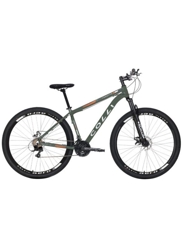 Bicicleta Aro 29 Colli Toronto Shimano 21v Freio A Disco – Verde Militar e Laranja