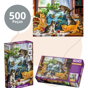 Quebra Cabeça 500 Peças  Gatinhos e o Aquário – Grow