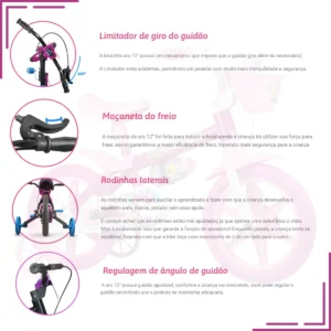 Bicicleta Infantil Aro 12 Nathor Flower