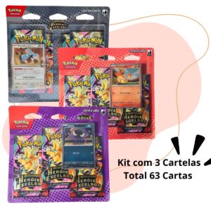 Pokemon Heróis Excelsos Mega Evolução 63 Cartas KIT COM 3PACK