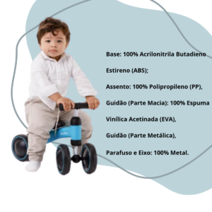 Bicicleta De Equilíbrio 4 Rodas Buba Balance Sem Pedal cinza
