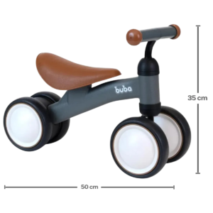 Bicicleta De Equilíbrio 4 Rodas Buba Balance Sem Pedal cinza