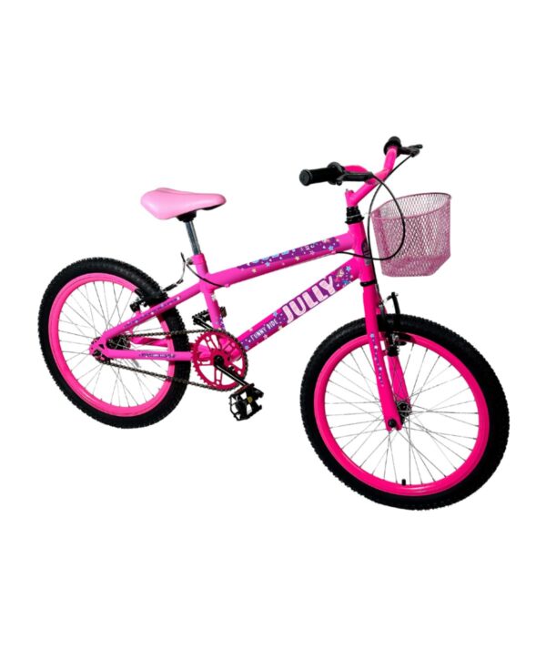 Bicicleta Infantil Colli Jully Aro 20 Com Cestinha – Rosa Neon