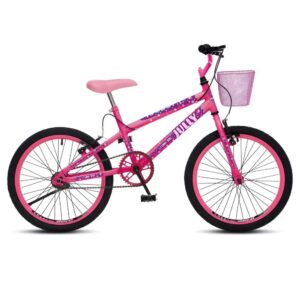Bicicleta Infantil Colli Jully Aro 20 Com Cestinha – Rosa Neon
