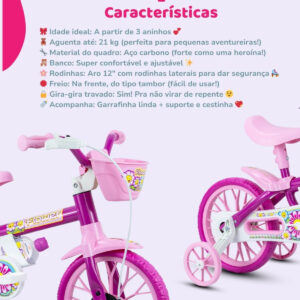 Bicicleta Infantil Aro 12 Nathor Flower 12