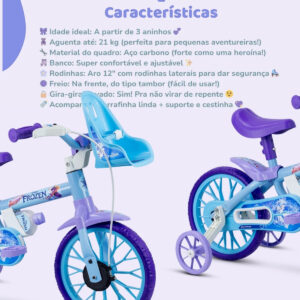 Bicicleta Infantil Aro 12 Nathor Frozen