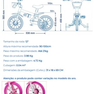 Bicicleta Infantil Aro 12 Nathor Patrulha Canina