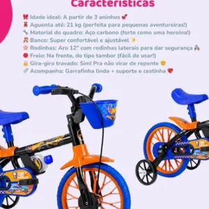 Bicicleta Infantil Aro 12 Nathor Hot Wheels 2