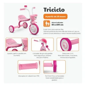 Triciclo Infantil Nathor De Alumínio YOU 3 GIRL Modelo 03