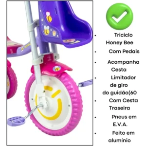 Triciclo Infantil Nathor De Alumínio Honey Bee 2