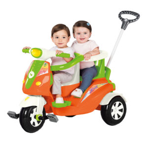 Carrinho Infantil Moto Duo Empurrador e Pedal Laranja Calesita 1037-site