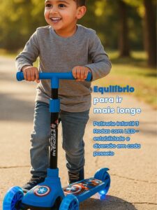 Patinete Infantil 3 Rodas Marvel Avengers – LED, Altura Ajustavel, 3+ TIK TOK