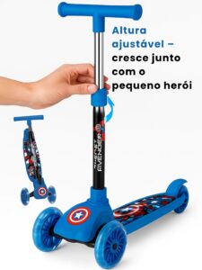 Patinete Infantil 3 Rodas Marvel Avengers – LED, Altura Ajustavel, 3+ TIK TOK