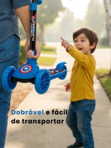 Patinete Infantil 3 Rodas Marvel Avengers – LED, Altura Ajustavel, 3+ TIK TOK