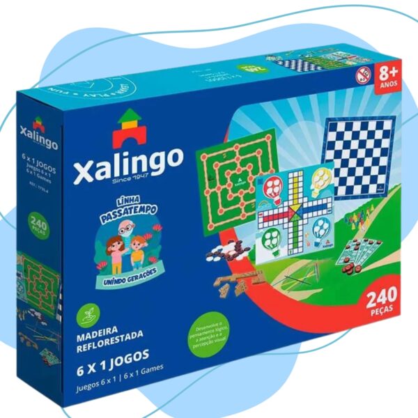 Jogo De Tabuleiro Passatempo 6 Em 1 Dama Ludo Bingo Xalingo