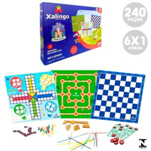 Jogo De Tabuleiro Passatempo 6 Em 1 Dama Ludo Bingo Xalingo