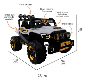 CE23433 Carro Elétrico Super Cross Com Controle 4×4 Cinza 12v Zippy Toys