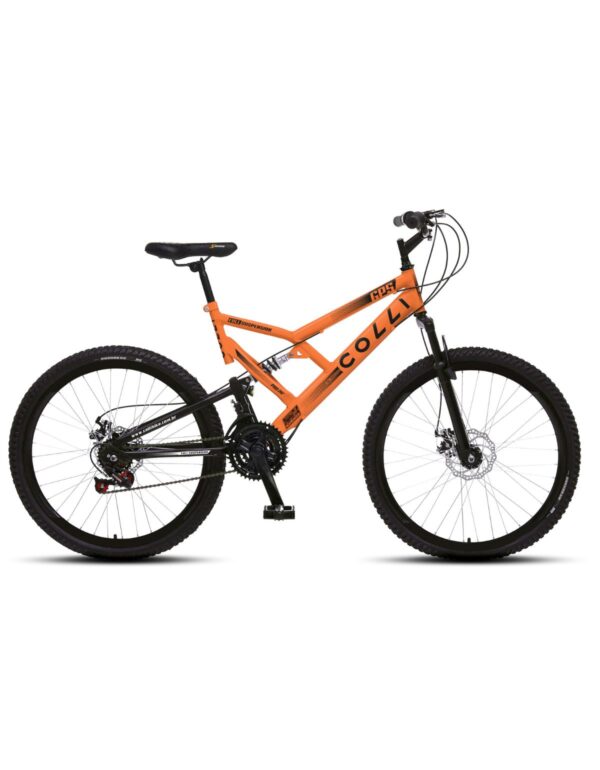 Bicicleta Aro 26 Colli 21v EXCLUSIVA Gps Freio A Disco E Suspensão – Laranja Neon-site