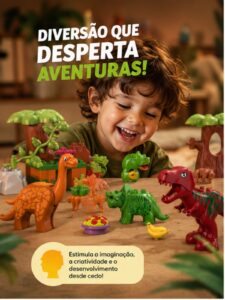Bloco De Montar Infantil Dinossauro Xalingo 40 Peças