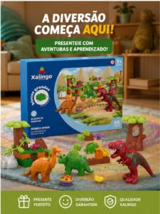 Bloco De Montar Infantil Dinossauro Xalingo 40 Peças