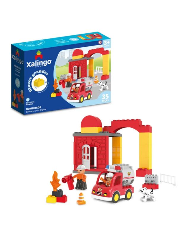Bloco De Montar Bombeiros Xalingo 35 Peças Brinquedo Infantil
