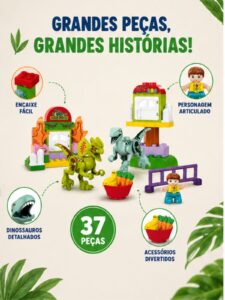 Bloco de Montar Grande Dino Park 37 Peças Xalingo