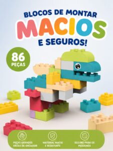 Blocos De Montar, Encaixe, Macio, Infantil 86 Peças Xalingo