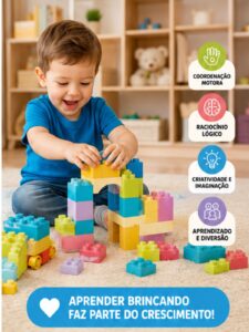 Blocos De Montar, Encaixe, Macio, Infantil 86 Peças Xalingo