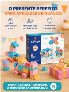 Blocos De Montar Infantil Educativos Macio 56 Peças Xalingo