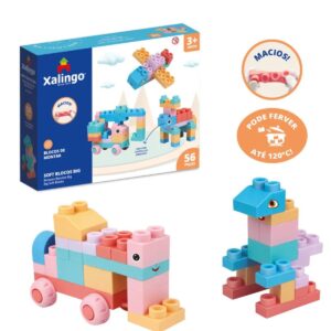 Blocos De Montar Infantil Educativos Macio 56 Peças Xalingo