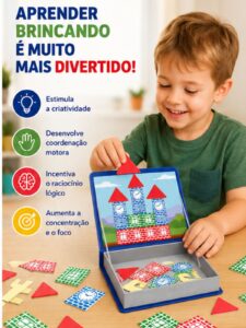 Brinquedo Bloco Montar Brincando Engenheiro Magnetico 12 Pcs Xalingo
