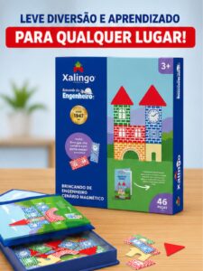 Brinquedo Bloco Montar Brincando Engenheiro Magnetico 12 Pcs Xalingo