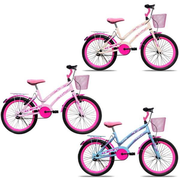 Bicicleta Colli Aro 20 Lylla – ROSA / AZUL CHAMPANHE / BEGE RETRO